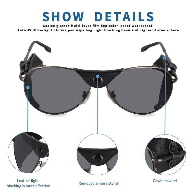 Ossat Polarized sunglasses with side shields cowhide wind proof sunshade