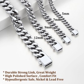Bestyle Miami Curb Chain Bracelet, for Men/Women, Stainless Steel, Chic, with Engraving, Customisable Gift, Stainless Steel