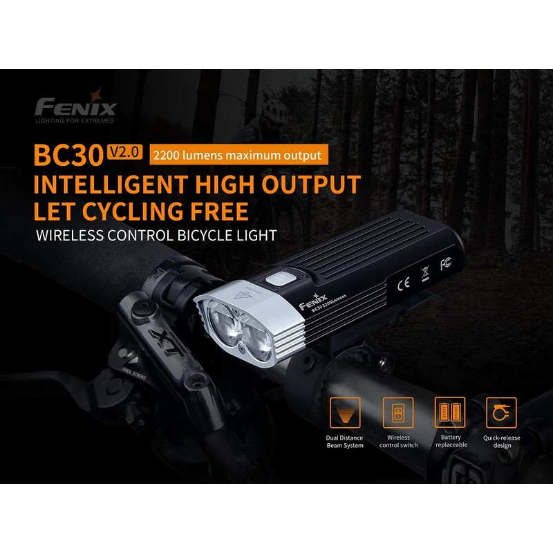 fenix Unisex's BC30 V2 2200 Lumen Wireless Remote Front Bike