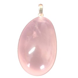 Rosenquarz Trommelstein Kettenanhänger für Damen und Herren | Echter Edelstein Anhänger mit Silberöse | Rosenquarz Heilstein Schmuck