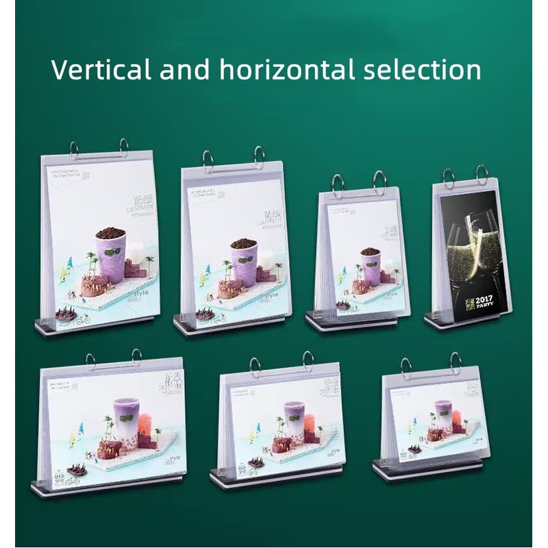 Rikyo Acrylic Sign Holder,Table Card Multi-Page Flip Display 6 Pages-12