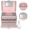 Three Layer Jewelry Storage Box PU Leather Necklace Rings Earrings