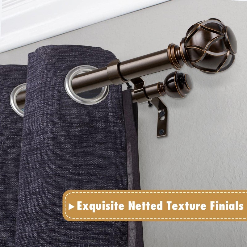 KAMANINA 1 Inch Double Curtain Rods 72 to 144 Inches