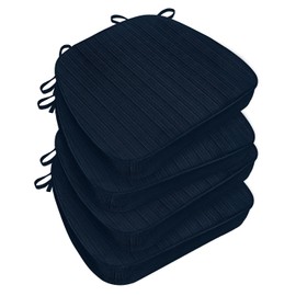HOMELYSIAN Kitchen Chair Cushions Set of 4, Indoor Chair Cushions for Dining Chairs, Memory Foam Dining Chair Cushions with Ties，Waterproof Chair Pads Navy Blue, 17x16x2.5 Inch