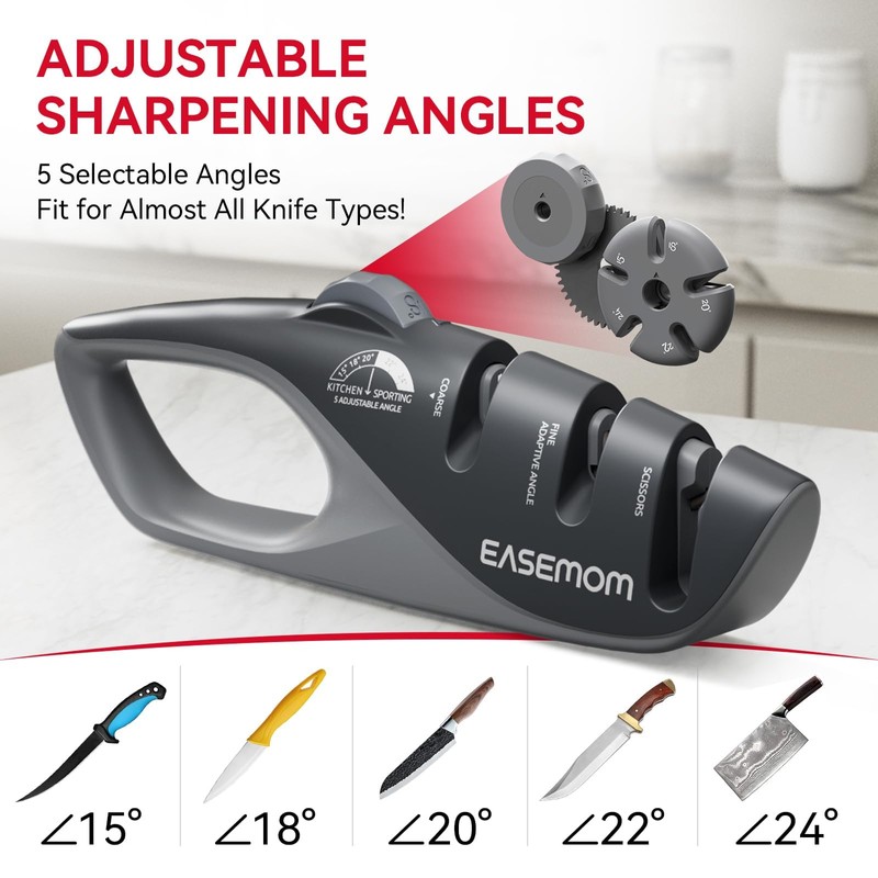 Kitchen Knife Sharpener, 5 Adjustable Sharpening Angle - Handheld Pocket