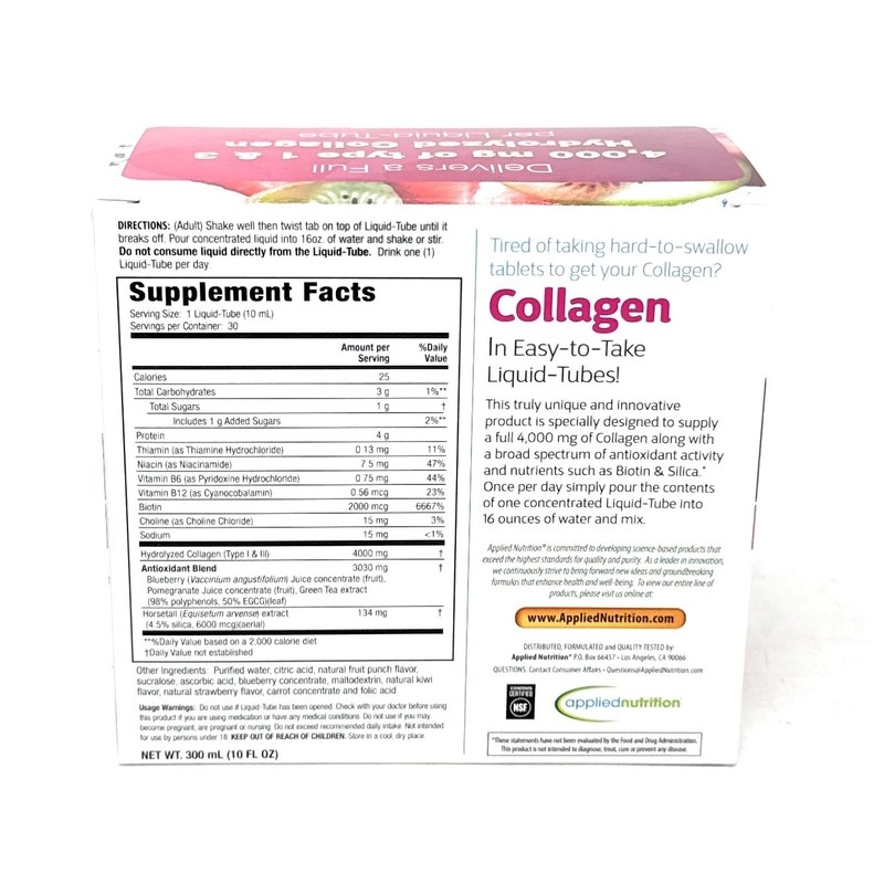 Applied Nutrition Liquid Collagen Drink Mix 4000 mg, 30 Tubes