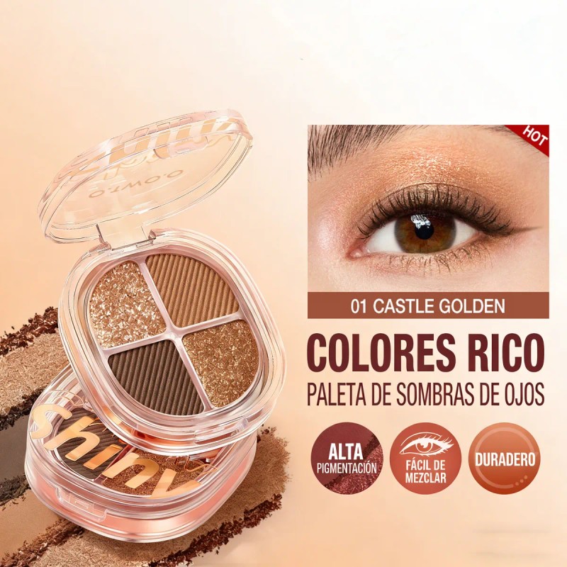 Paletas De Sombras 4 Tonos Brillo Intenso Larga Duración