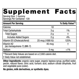 Nordic Naturals Nordic Naturals Vitamin D3 + K2 Gummies, Pomegranate - 120 Gummies - 1000 IU Vitamin D3 + 45 mcg K2- Great Taste - Bone Health, Promotes Healthy Muscle Function - Non-GMO - 120 Servings