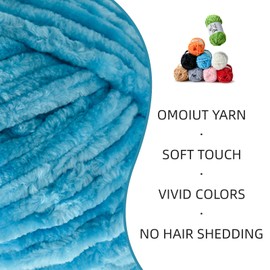 Plush Chenille Chunky Yarn - Fluffy Velvet Yarn Crochet for Blanket Knitting and Crocheting - Soft Baby Yarn for Crocheting - Amigurumi Crochet Yarn 100g (87yds) (Lake Blue)