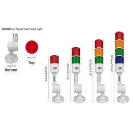 XUNDE Multi-Layer Industrial Signal Lights 4 Colors Alarm, Sound and Light Alarms, 24V DC (4-Layer)