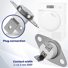 Thermostat for Tumble Dryer Heat Pump 5126720 5432490 5432491 for Miele with Fixed Disconnect NC - Temperature Limiter 175°C - Vertical Fastons 6,3 mm - Warranty 10 Years - MONTERAL