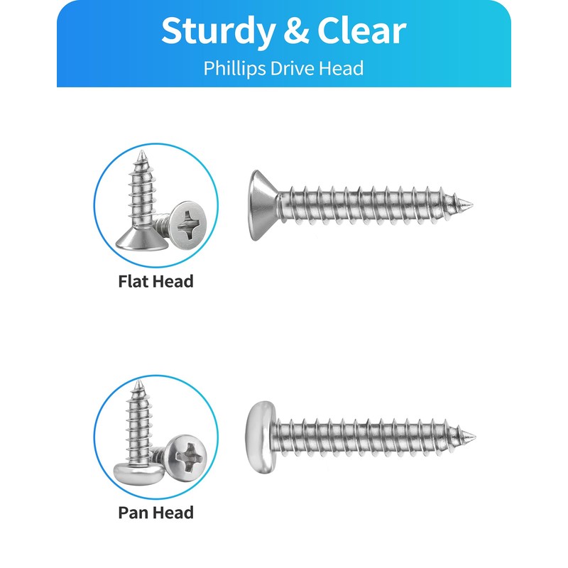 M3 M4 M5 M6 Wood Screws Assortment Set,304 Stainless Steel
