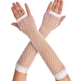OTPEH Lone Fishnet Gloves Fingerless For Women Fish Net Arm Sleeve Mesh Emo Goth Punk 80s Scene Accessories