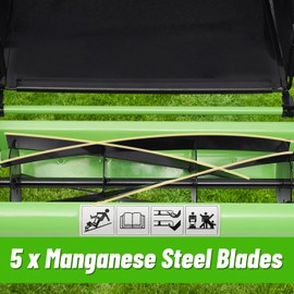 Silencear 16-Inch 5-Blade Cordless Manual Reel Lawn Mower, Adjustable Cutting Height Manual Reel Mower with Removable Grass Collection Basket, 4 Wheels