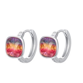 KINGWHYTE Rainbow Hoop Earrings for Women 925 Sterling Silver Chakra Earrings Vintage Earring Birthday Jewellery Gifts for Men