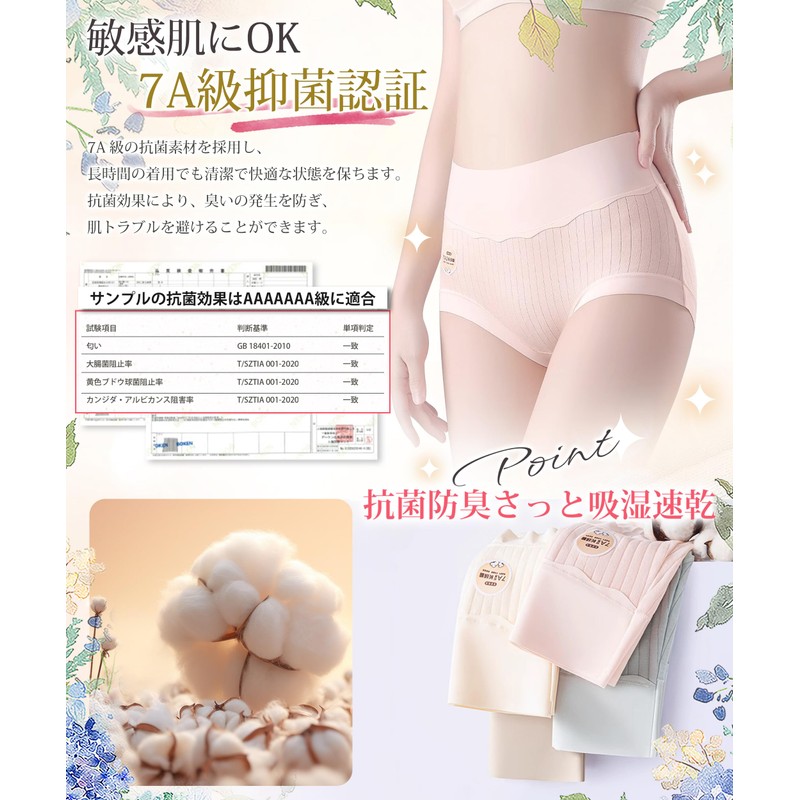 [Tophana] ショーツ レディース 深め 【7A級抑菌認証・ウエスト面積増加・美尻を作る 】 ハイウエストショーツ シームレスショーツ ディースショーツ パンツ