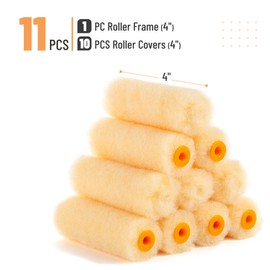 Bates- Paint Rollers, 4 inch Paint Roller with 10 Covers, Cream, Wall Painting Tool