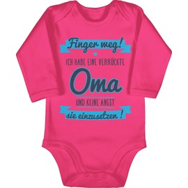 Shirtracer - Baby Bodysuit Long Sleeve Girl Boy - Sayings - Ich Habe eine verrückte Oma Grey/Light Blue, 2 Fuchsia