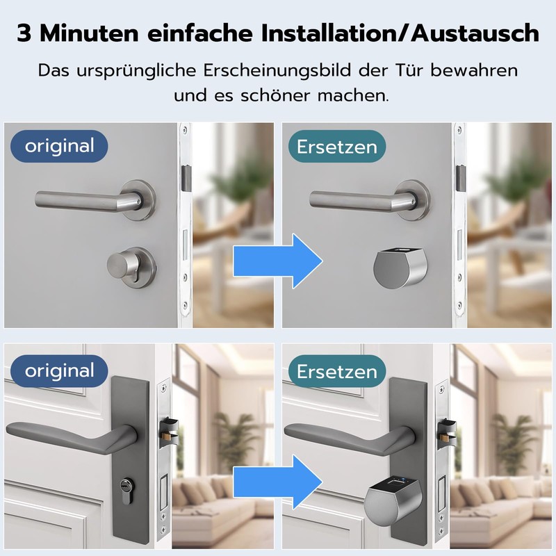 Eseesmart Fingerprint Door Lock, Electronic Door Lock Cylinder 60 mm