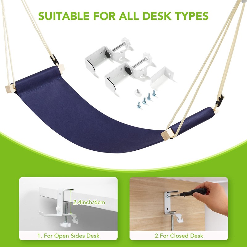 iMissiu Foot Hammock Under Desk Footrest, Adjustable Office Foot Rest