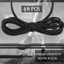 Xinnun 40 Pairs Oval Shoes Laces Bulk 1/4 Half Round Shoe Laces for Sneakers Black White Gray Colorful Shoelaces (Black, 47 Inch)