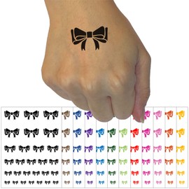 Cute Hair Bow Tie Temporary Tattoo Water Resistant Fake Body Art Set Collection - Light Pink (One Sheet)