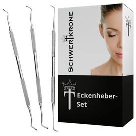 Schwertkrone Corner Lifter Set / 3-Piece Excavator Double Probe / Ground Ends / Sterilisable - Professional Quality / Stainless Steel