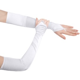 Pair of Gloves Retro Opera Gloves 1920 Gloves Black Lace Gloves Long Fingerless Elastic Lace Gloves Satin Gloves for Women, Gloves for Wedding Party, White