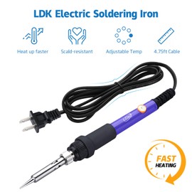 LDK Soldering Iron Kit Electric 60W 110V Adjustable Temperature Soldering Gun Welding Tools, 5pcs Replacement Tips and Solder Wire (Basic)
