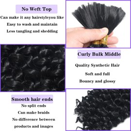 Curly Bulk Hair For Braiding Hair 18inch Wet And Wavy No Weft Quality Synthetic Hair Braiding Extensions For Boho Braids Natural Color 2 Bundles/Pack (Total 150g)