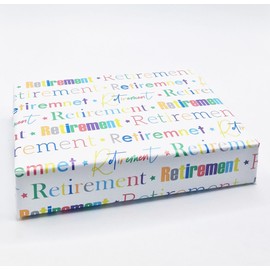 2 Sheets 2 Tags Retirement Wrapping Paper Writing Design White Multi Colour Leaving Party Gift Wrap Paper Male/Female/Unisex White & Multi Colour (PA)
