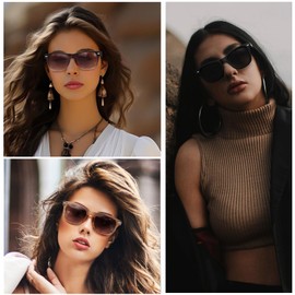 Joopin Trendy Square Sunglasses 3 Pack Oversized Sun Glasses Polarized UV Protection Vintage Shades for Women Men Shady Rays (Black + Gradient Brown + Clear Brown)