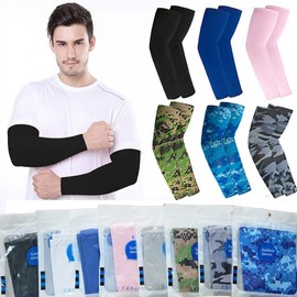 Solid Color Military Cooling UV Protection Arm Sleeves with Zipper Bag Individually Packaged Gray 10ea