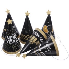 Abaodam 6pcs Happy New Year Party Hats Paper Cone Hat 2024 New Years Eve Hats New Years Eve Party Supplies NYE Decorations for Kids and Adults