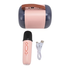 Mini Karaoke Machine with Wireless Mic Rgb Light Kids Adults Portable Bluetooth Speaker Set for Girls Boys Family Gatherings Pink