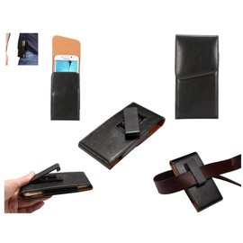 DFV mobile - Magnetic Leather Executive Case Belt Clip Rotary 360 for Spice MI-502N SMART FLO - Black