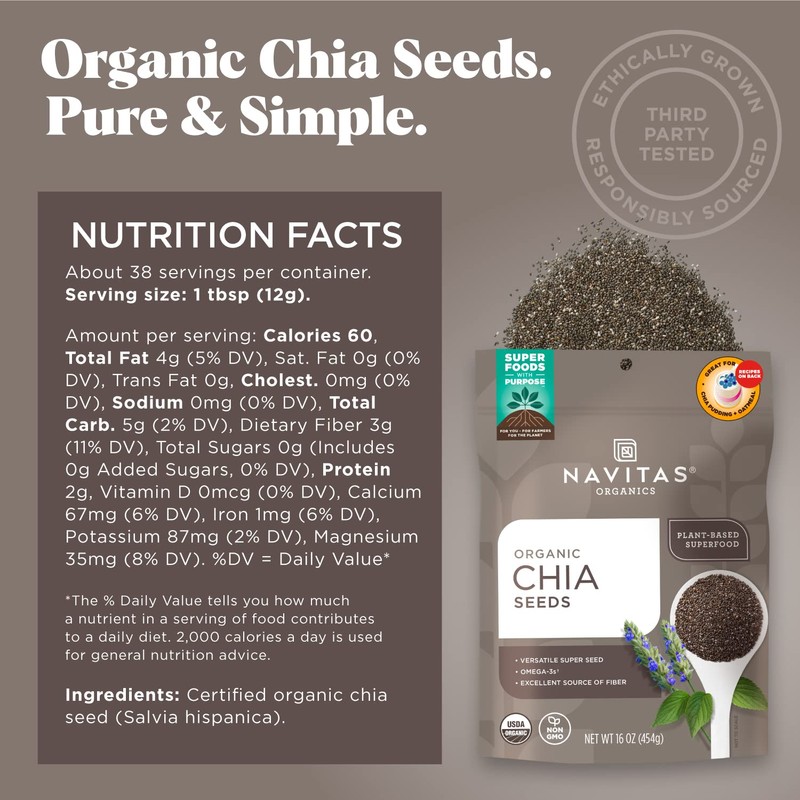 Navitas Organics Chia Seeds, 16 oz. (2-Pack) 76 Servings —