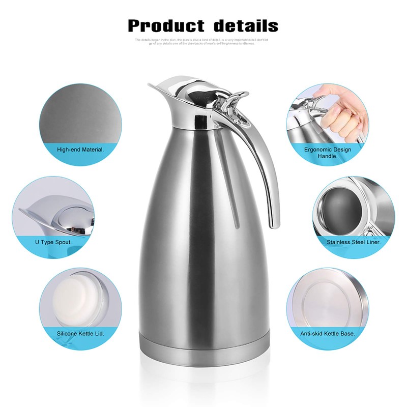 Stainless Steel Thermal Coffee Pot with Lid / Double-Walled Vacuum