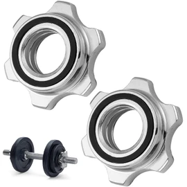 Healeved 2PCS 2.5cm Barbell Collars, Anti-Slip Spins-Lock Clamps for Olympice Dumbbell Weight Lifting - Secure and Durablee - Iron Nuts(Silver)