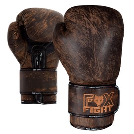 FOX-FIGHT Legend Boxing Gloves Genuine Leather Boxing Kickboxing Muay Thai Training Sparring 16 oz Brown