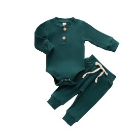 Baby Newborn Girls Boys Long Sleeve Clothes Striped Romper & Pants Set Infant Fall Winter Cotton Outfits