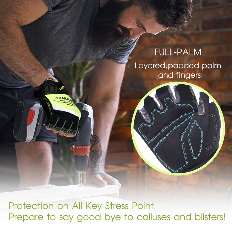 Fingerless Work Gloves for Men,Framer Driving Working Gloves,All-Purpose,Performance Fit, Breathable,Durable