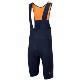 LE COL Men’s Sport Cargo Thermal Bib Shorts | Fleece Lined Cycle Shorts | Padded Chamois Cycling Pants Gel Inserts | XS - 3XL (US, Alpha, Large, Regular, Regular, Navy/Saffron)