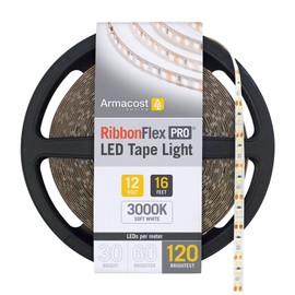 Armacost Lighting RibbonFlex Pro 16.4 ft. LED Tape Light 120 LEDs/m Soft White (3000K) 12V (143230)