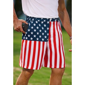Arvilhill Mens Stripes and Stars Golf Short Pant America Flag Shorts Vacation Summer 4th of July Classic Patchwork Short Pant M