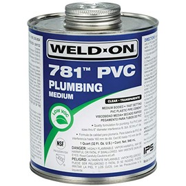 Weld-On 14006 781 PVC Medium-Bodied High-Strength Plumbing Solvent Cement - Fast-Setting and Low-VOC, Clear, 1 Quart (32 fl oz)