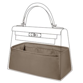 DGAZ Silk Bag Organiser Insert for Kelly Pochette/Mini/25/28/32/35 Pockets, Women's Handbag Organiser, Handbag Organiser Accessories with Inner Pockets (Etoupe Grey, KL32)