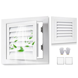 Buyank 12x12 Inch Access Doors & Panel with Vent - Aluminum Gable Vent, Paintable Shed Vents with Screen, Return Air Grill - Louvered Design, Door Air Vent Cover with Magnetic Switch - White.