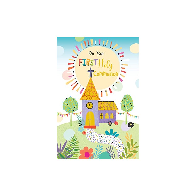On Your First Holy Communion Card Bright Church Lovely Verse