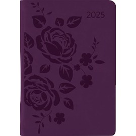 Alpha Edition - Ladytimer Mini Deluxe Purple 2025 Pocket Calendar, 8 x 11.5 cm, Calendar with 144 Pages, with an Information and Address Part in Handy Mini Format, Moon Phases, International Calendar